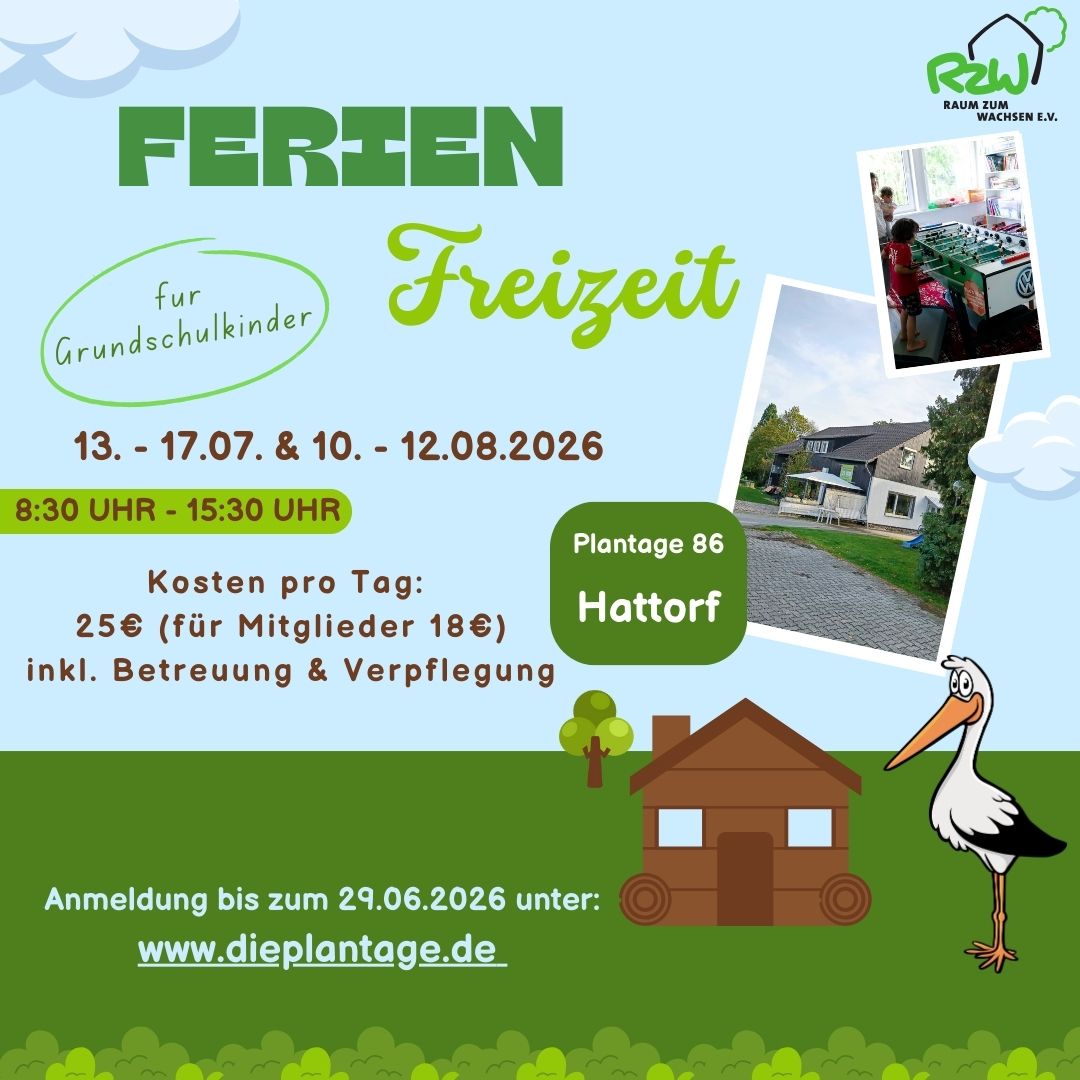 Ferien - Freizeit, 13.-17.07. & 10.-12.08.2026 - 8.30h - 15.30h